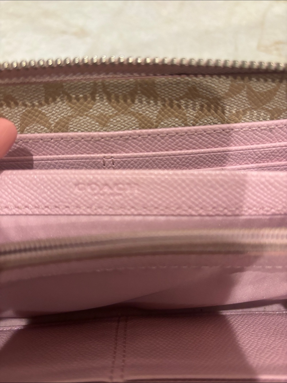 Coach Light Pink Zip-Around Leather Wallet with Silver Tone Hardware - Picture 8 of 8